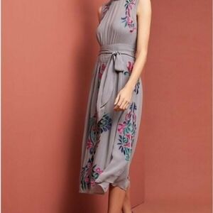 The Anthropologie Amy Velvet Midi Dress in size 16 (FLAW BIB, NO BELT)